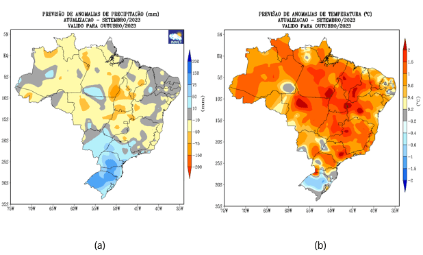 Mapa com previsão para outubro