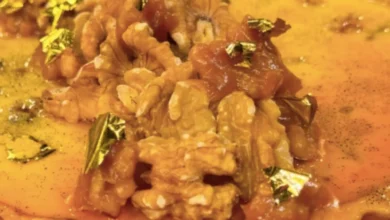 Torta de Nozes com Caramelo e Baunilha